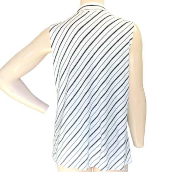Chico's Striped Mock Neck Tank Top Sz 2 (L/12) #1T - Picture 7 of 9